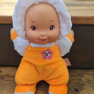 Goldberg baby's first orange white minky plush rubber face doll Rattle 12'
